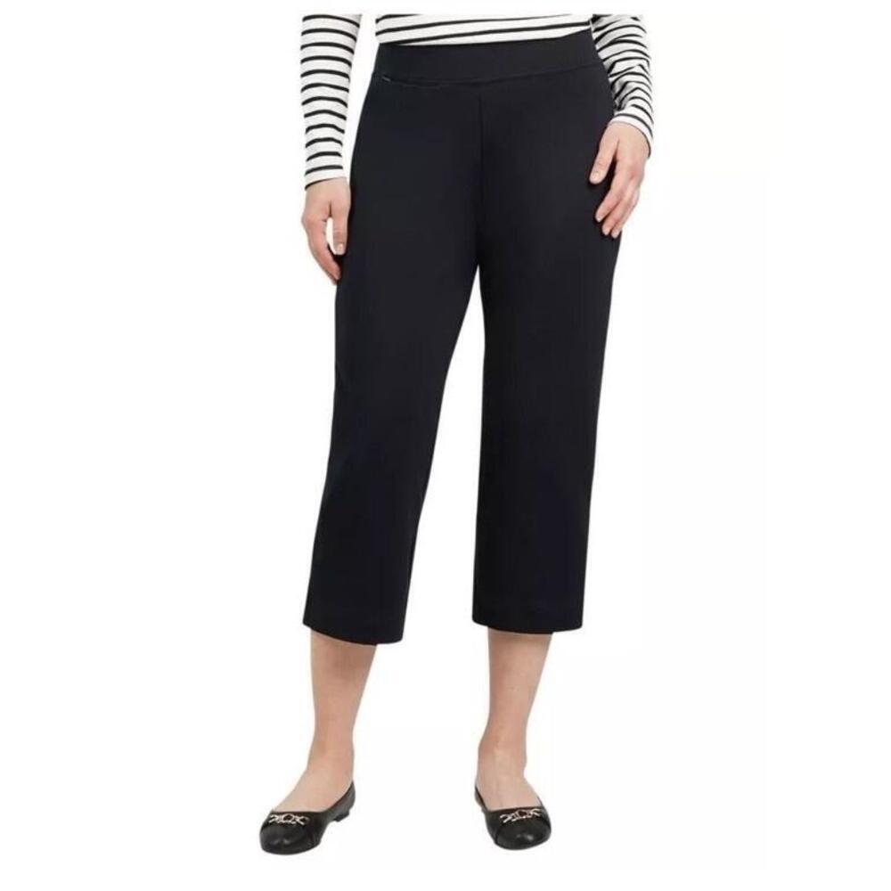 Lands' End Women's Shore Stretch Knit Carpi Pants, Black, Size Medium AA5